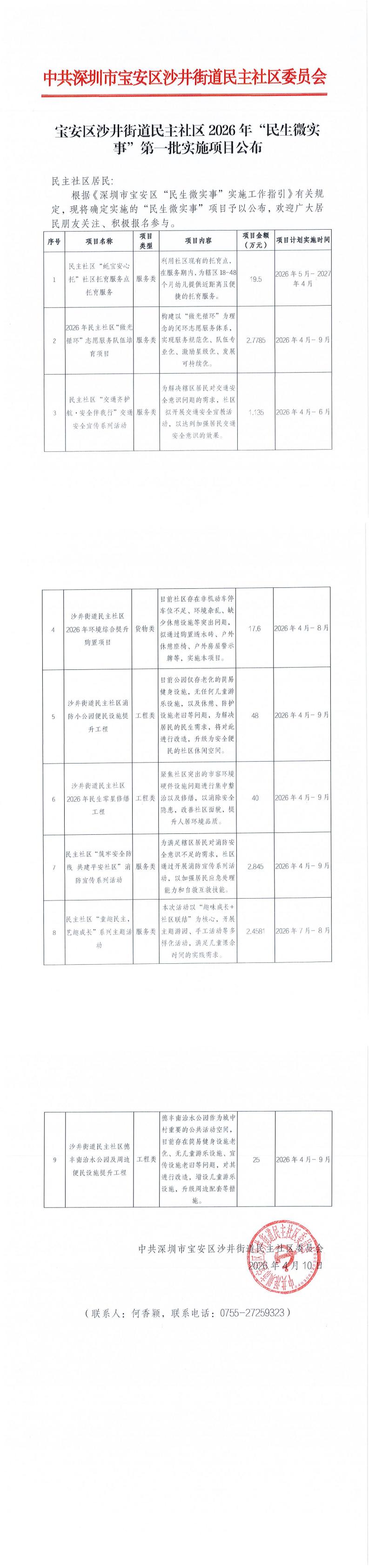 宝安区沙井街道民主社区2026年“民生微实事”第一批实施项目公布_0.jpg