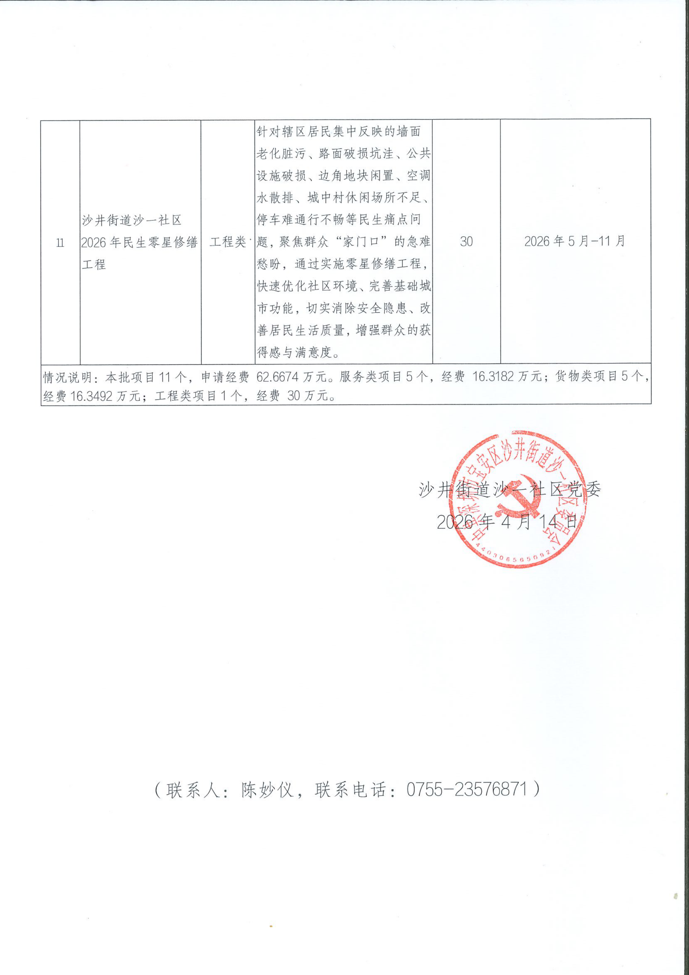 关于沙井街道沙一社区2026年第二批“民生微实事”项目确定实施的公布_02.png