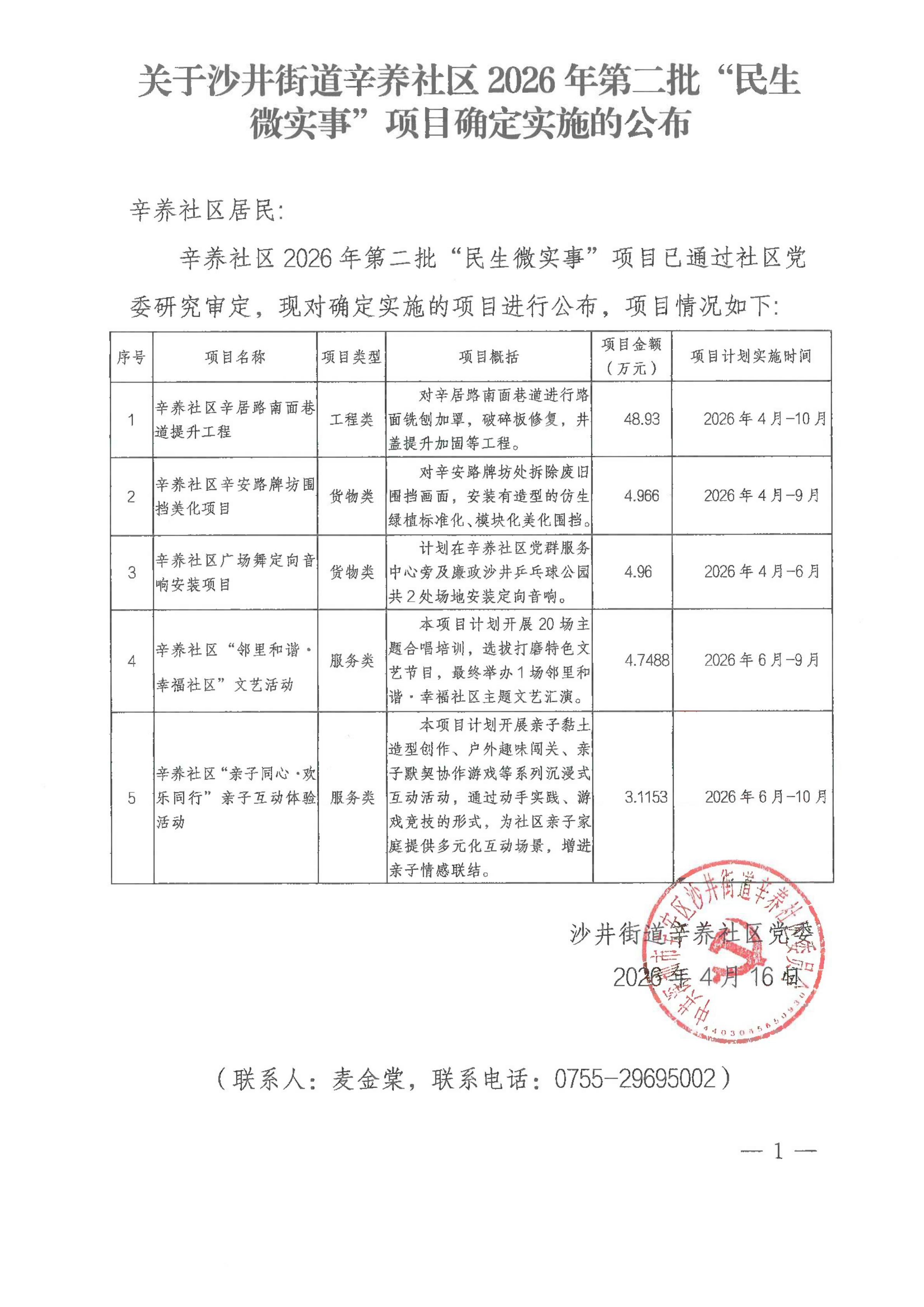 关于沙井街道辛养社区2026年第二批“民生 微实事”项目确定实施的公布 _00.jpg